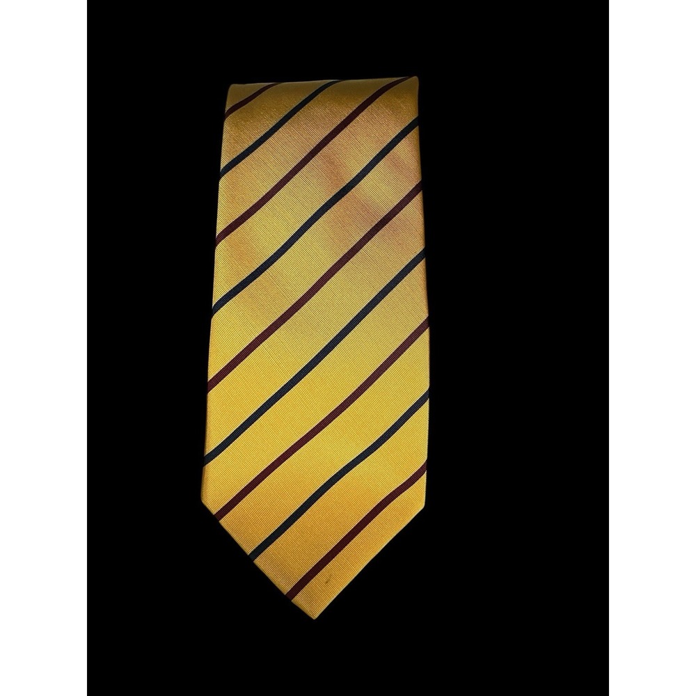 XMI Atkinsons Royal Irish Poplin wool silk tie Gold Striped